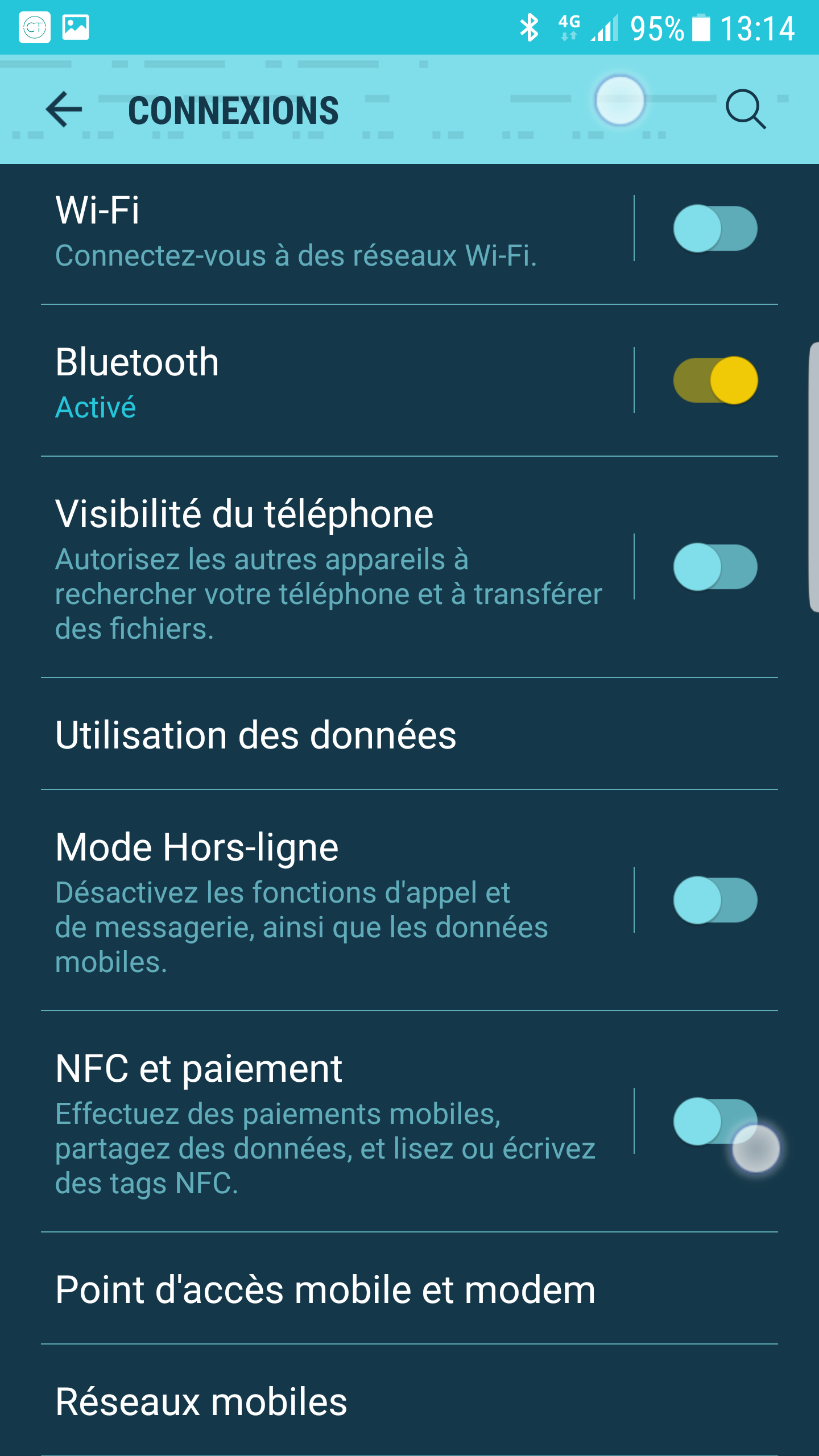 Android > Préférences > Connexions